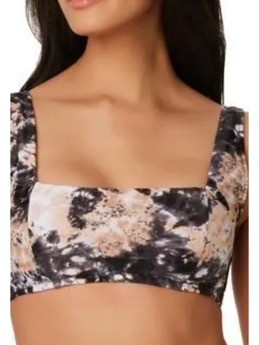 Macy’s Bar III BLACK Wet N Wild Square-Neck Bikini Swim Top US Small